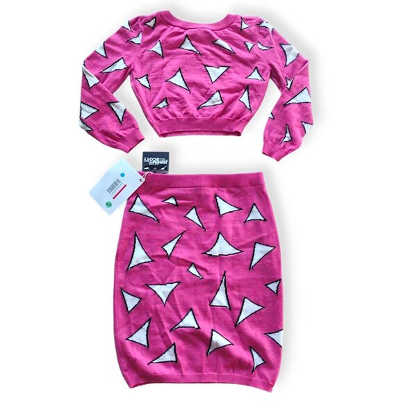 Jeremy Scott Ren and Stimpy extremely rare runway model pink knit 2 pc set 4/6US - Picture 5 of 15